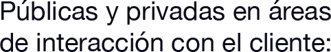 Públicas y privadas en áreas de interacción con el cliente: